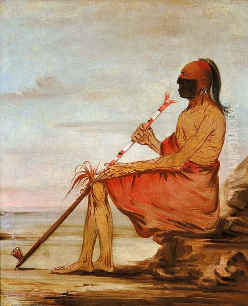 Coo-coo-coo, The Owl, an Aged Chief Oil Painting by George Catlin