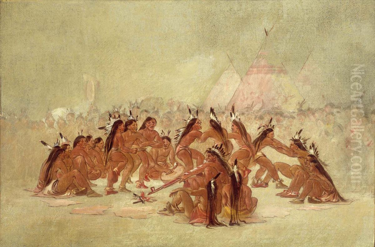 Pipe Dance, Assiniboine Oil Painting by George Catlin