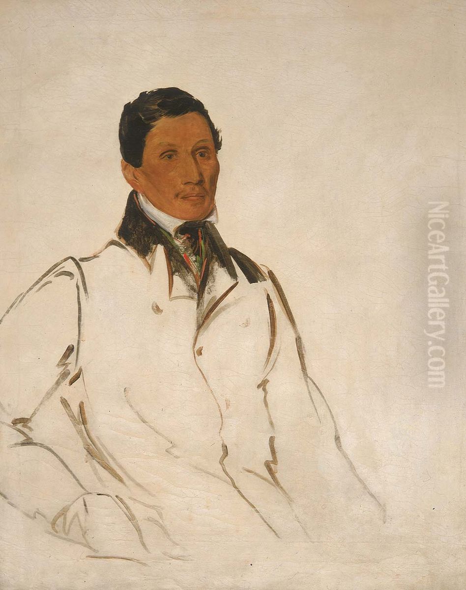 Waun-naw-con, The Dish (John W. Quinney), a Missionary Preacher Oil Painting by George Catlin