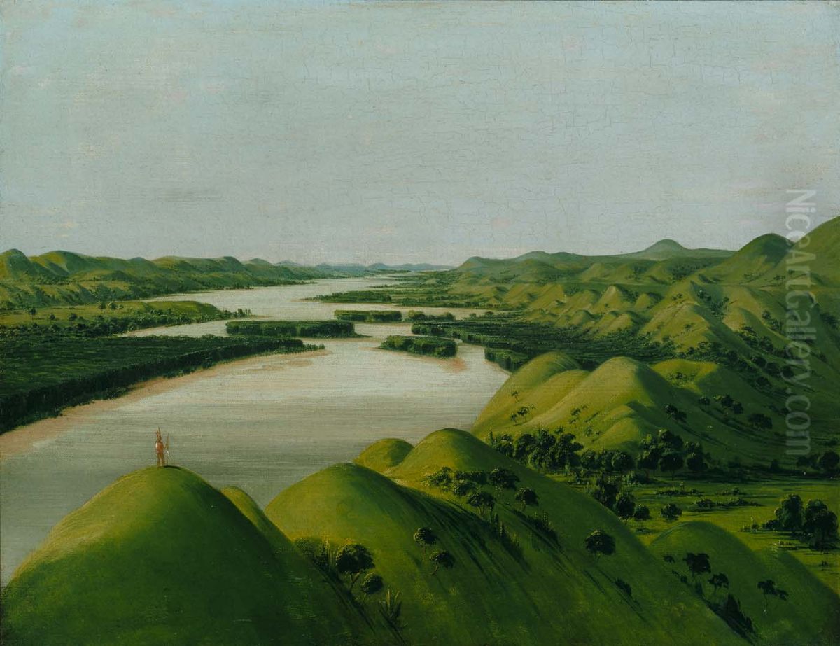 River Bluffs, 1320 Miles above St. Louis Oil Painting by George Catlin