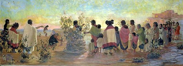 Sun Ceremony Oil Painting by Kate Cory Sun Ceremony Oil Painting by Kate Cory