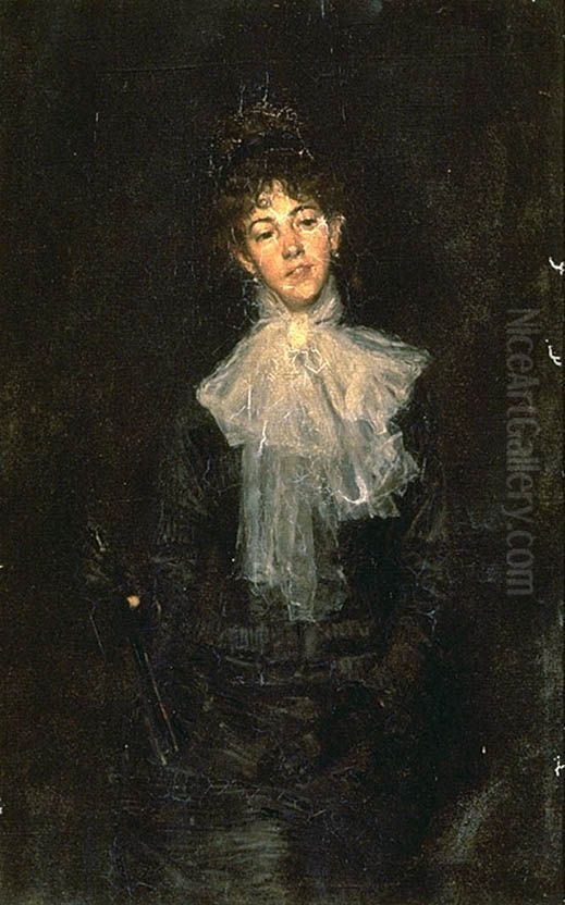 A Lady in Black Oil Painting by Kenyon Cox