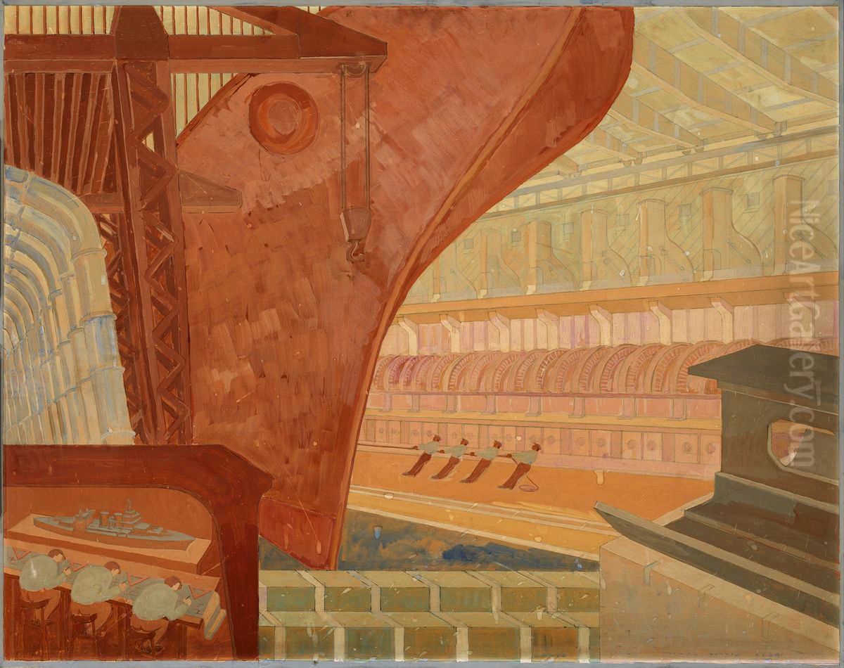 Shipbuilding Oil Painting by Albert M. Davis