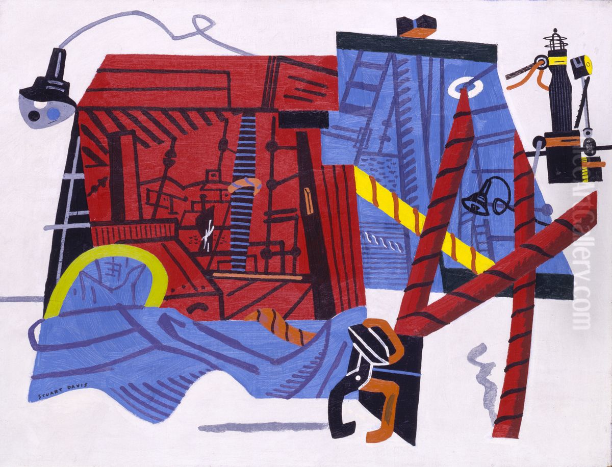 Waterfront Landscape Oil Painting by Stuart Davis