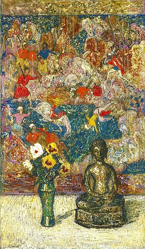 Bronze Buddha Oil Painting by Henry Golden Dearth