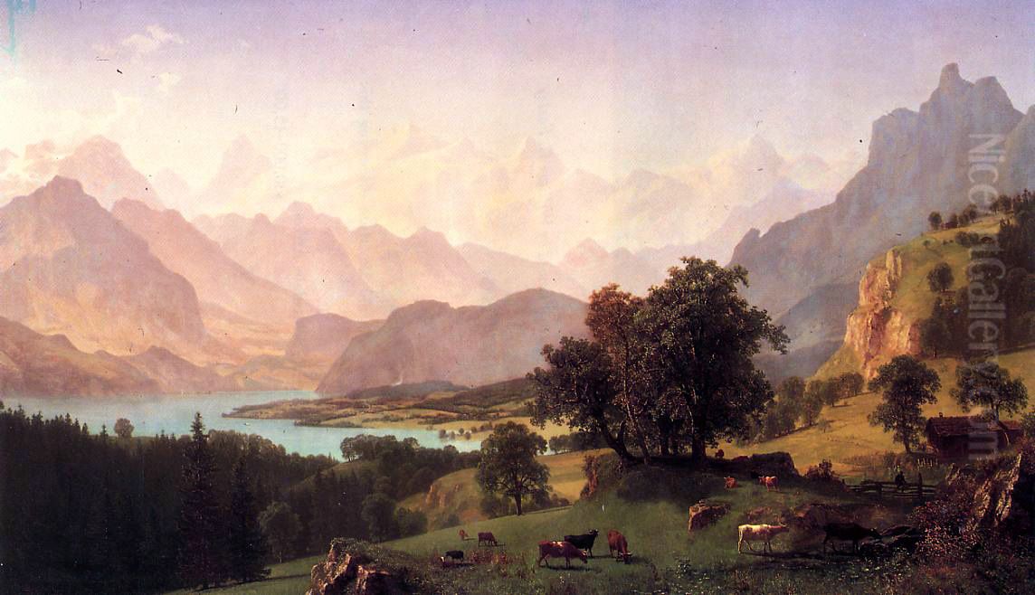 Bernese Alps, as Seen near Kusmach Oil Painting by Albert Bierstadt