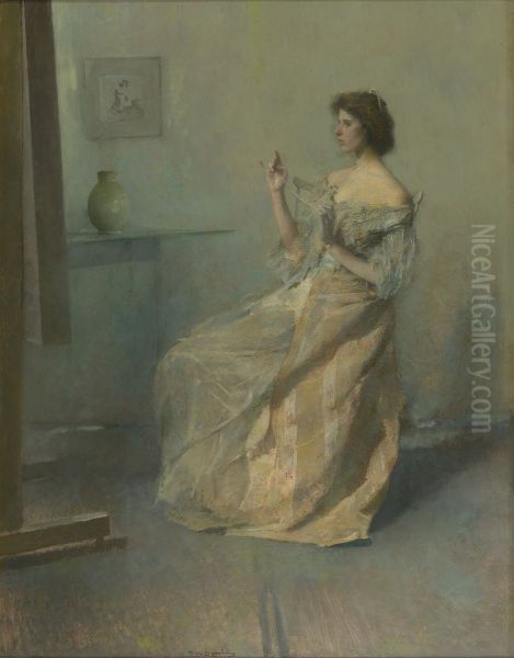 The Necklace Oil Painting by Thomas Dewing