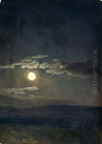 Cloud Study, Moonlight Oil Painting by Albert Bierstadt