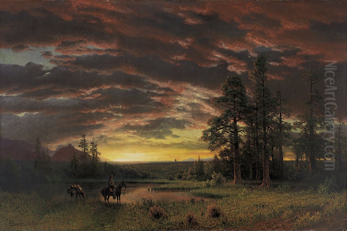 Evening on the Prairie Oil Painting by Albert Bierstadt