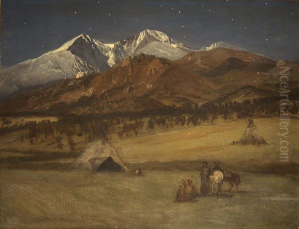 Indian Encampment - Evening Oil Painting by Albert Bierstadt