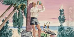 Panel 6, Legend of James Edward Hamilton--Barefoot Mailman (mural study, West Palm Beach, Florida Post Office)