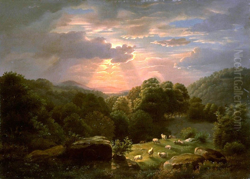 Landscape with Sheep Oil Painting by Robert Seldon Duncanson
