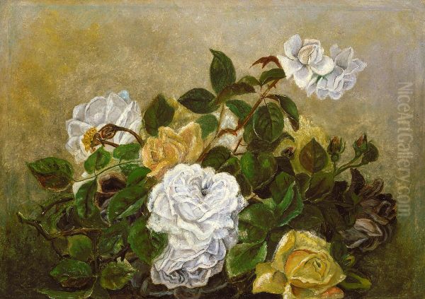 Roses--Fancy Still Life, Still Life with Roses Oil Painting by Robert Seldon Duncanson