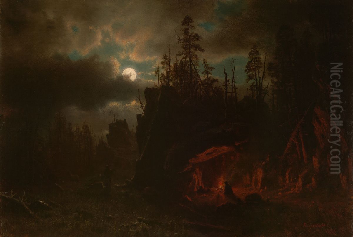 The Trappers' Camp Oil Painting by Albert Bierstadt
