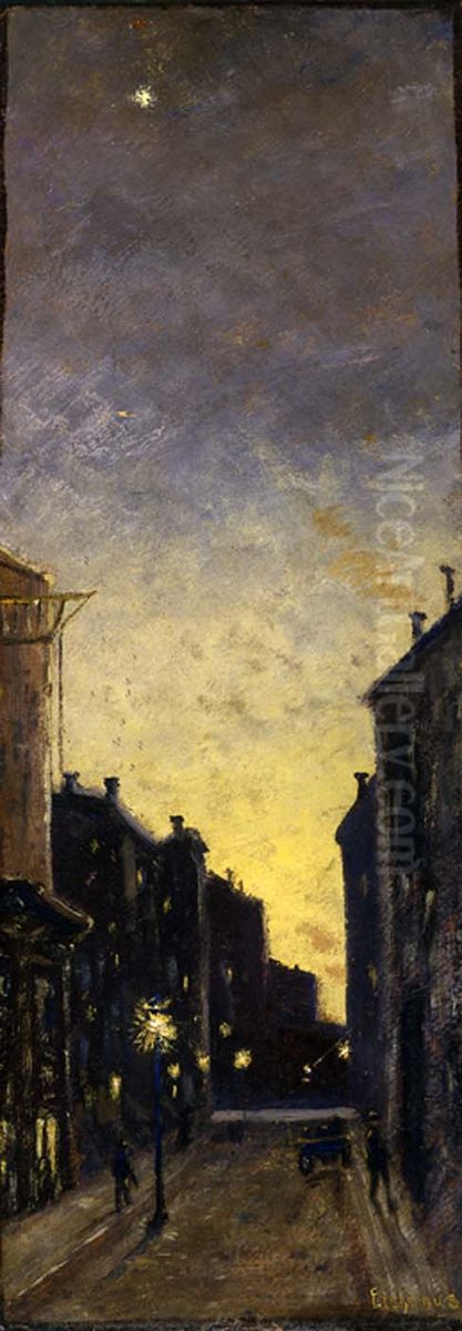 Fifty-Seventh Street Oil Painting by Louis Eilshemius