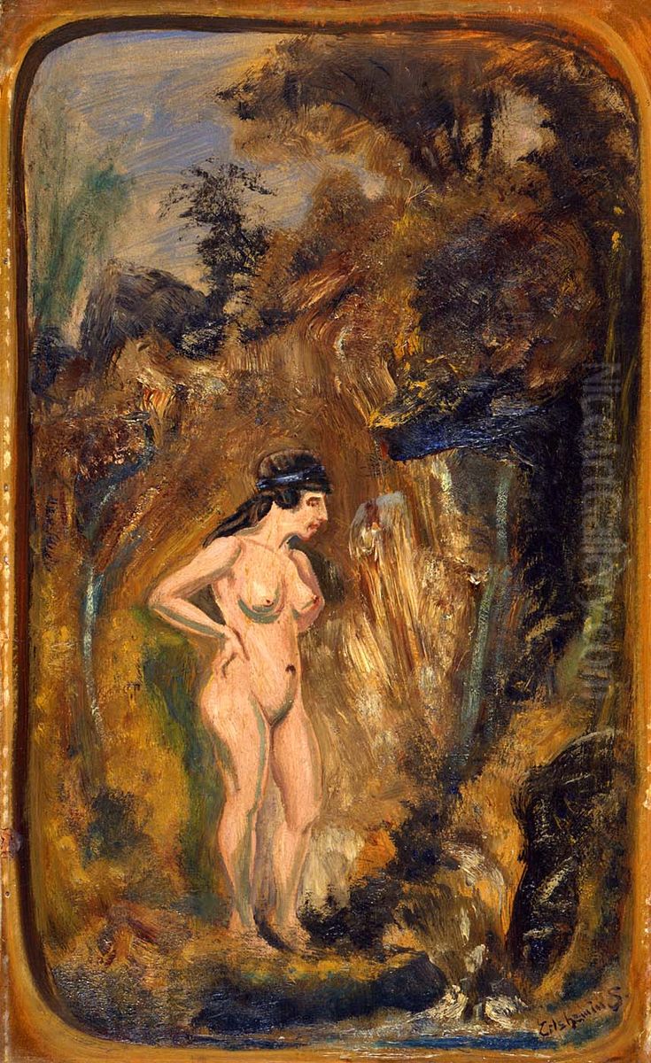 Nude in Forest Oil Painting by Louis Eilshemius
