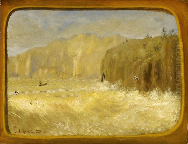 Two Gulls and Cliffs Oil Painting by Louis Eilshemius