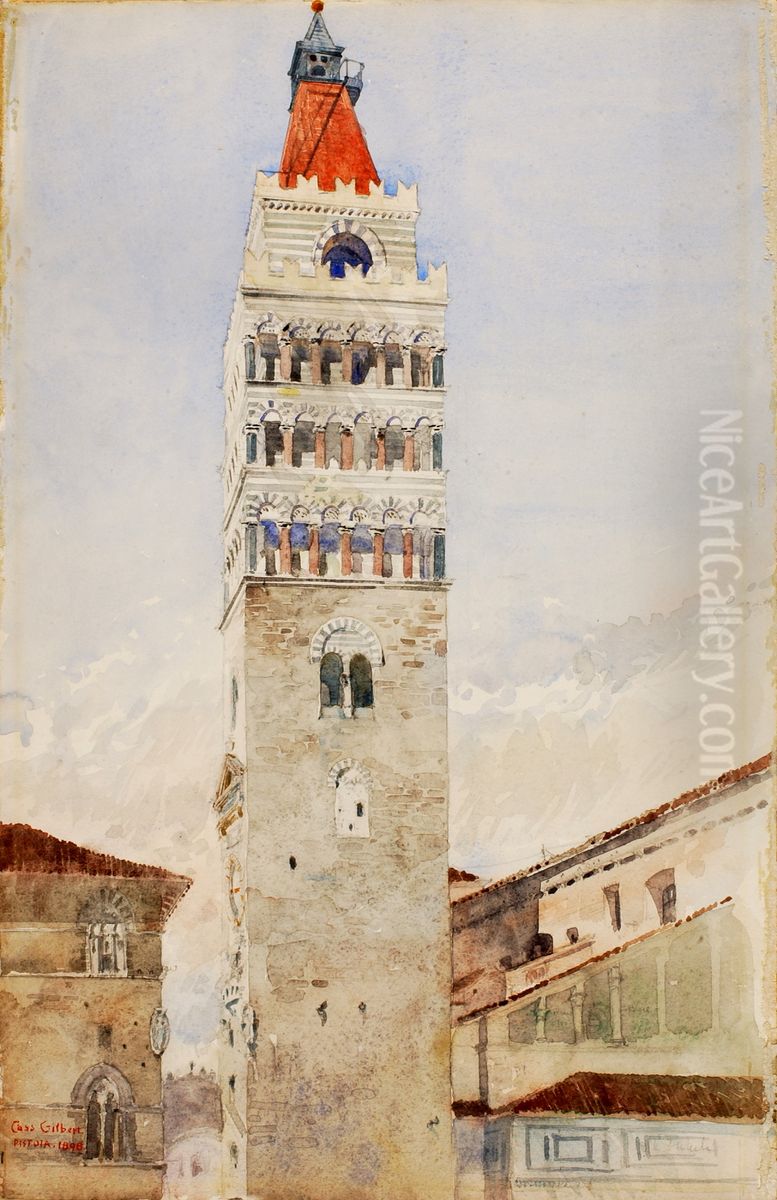 Cathedral Tower, Pistoia, Italy Oil Painting by Cass Gilbert