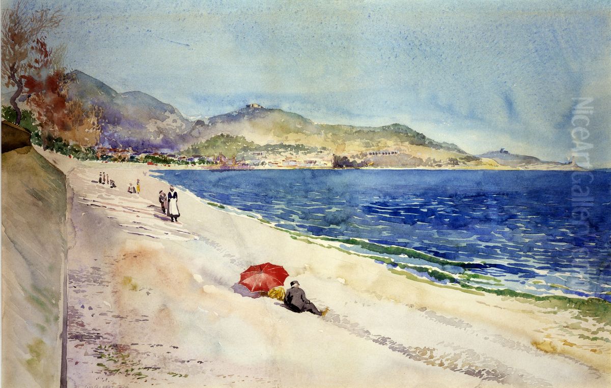 On the Beach below the Promenade des Anglais, Nice, France Oil Painting by unknown