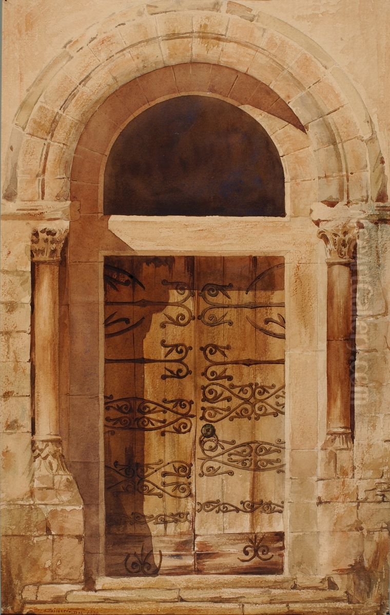 Portal of Church of Nervy St. Sepulchre Oil Painting by Cass Gilbert