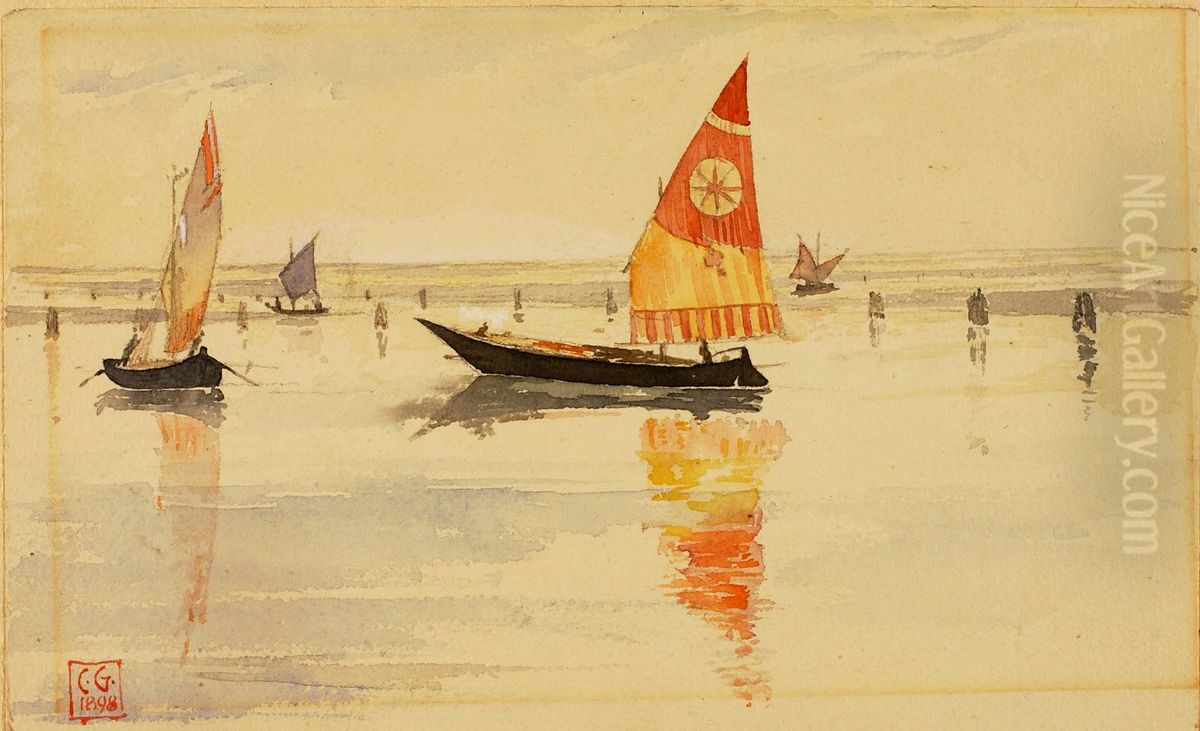 Sailboats (Venice) Oil Painting by unknown