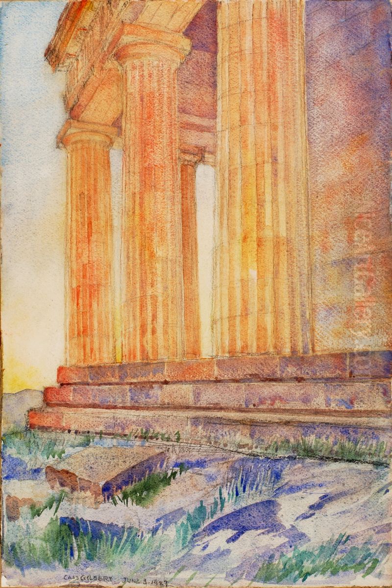 (Temple) Oil Painting by Cass Gilbert (Temple) Oil Painting by Cass Gilbert