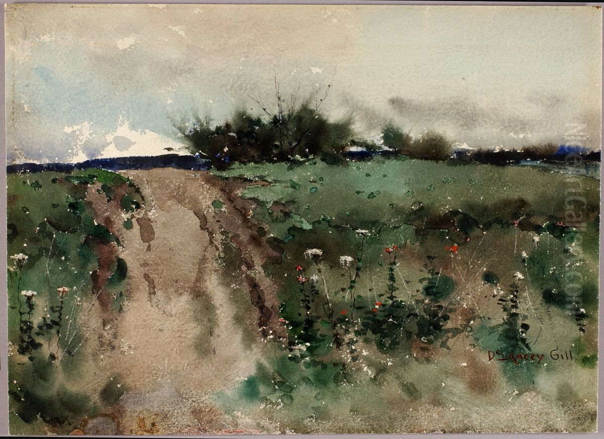 Landscape Sketch Oil Painting by De Lancey Gill