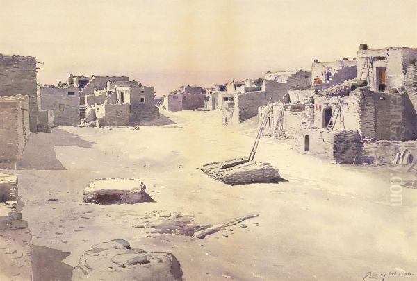 Street in the Pueblo of Oraibi, Tusayan, Arizona Oil Painting by De Lancey Gill