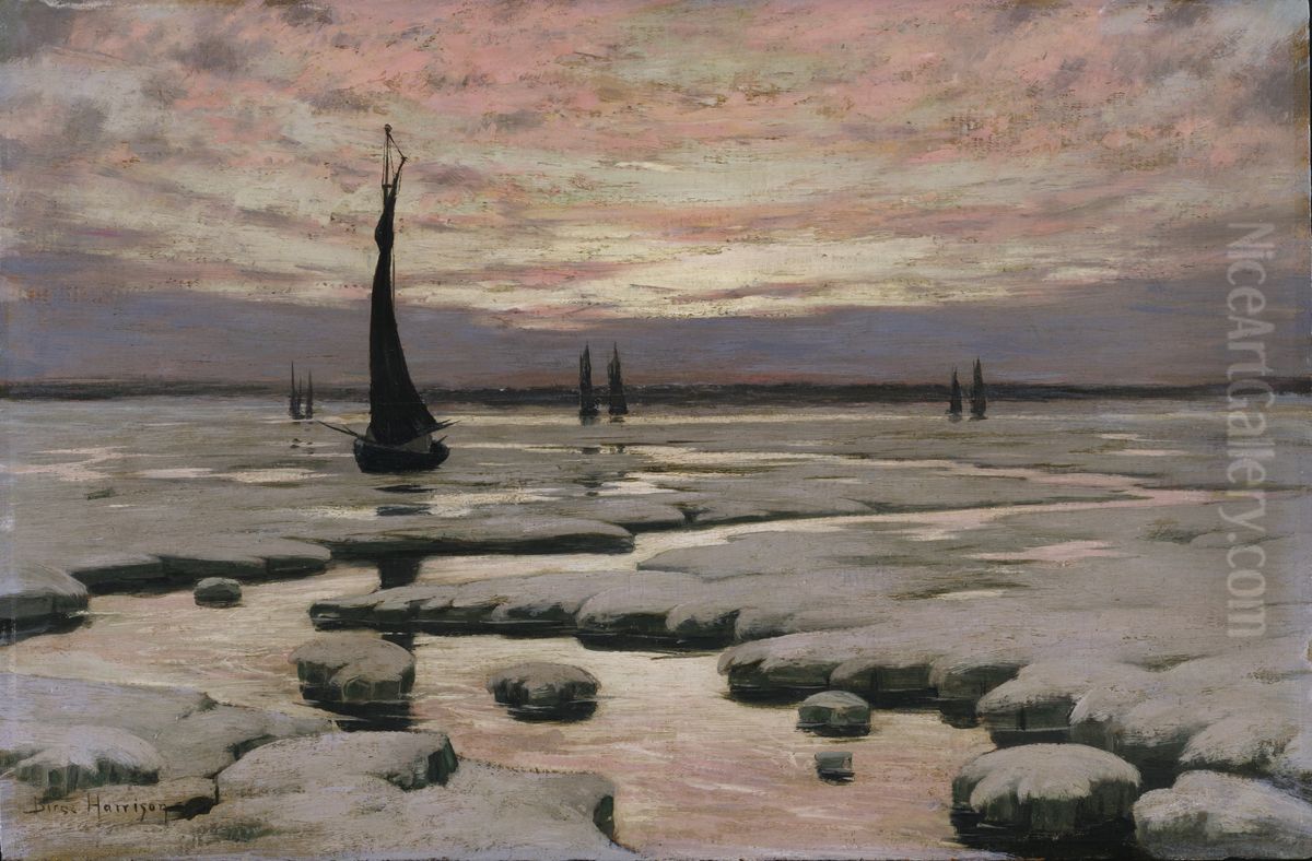Winter Sunset Oil Painting by L. Birge Harrison