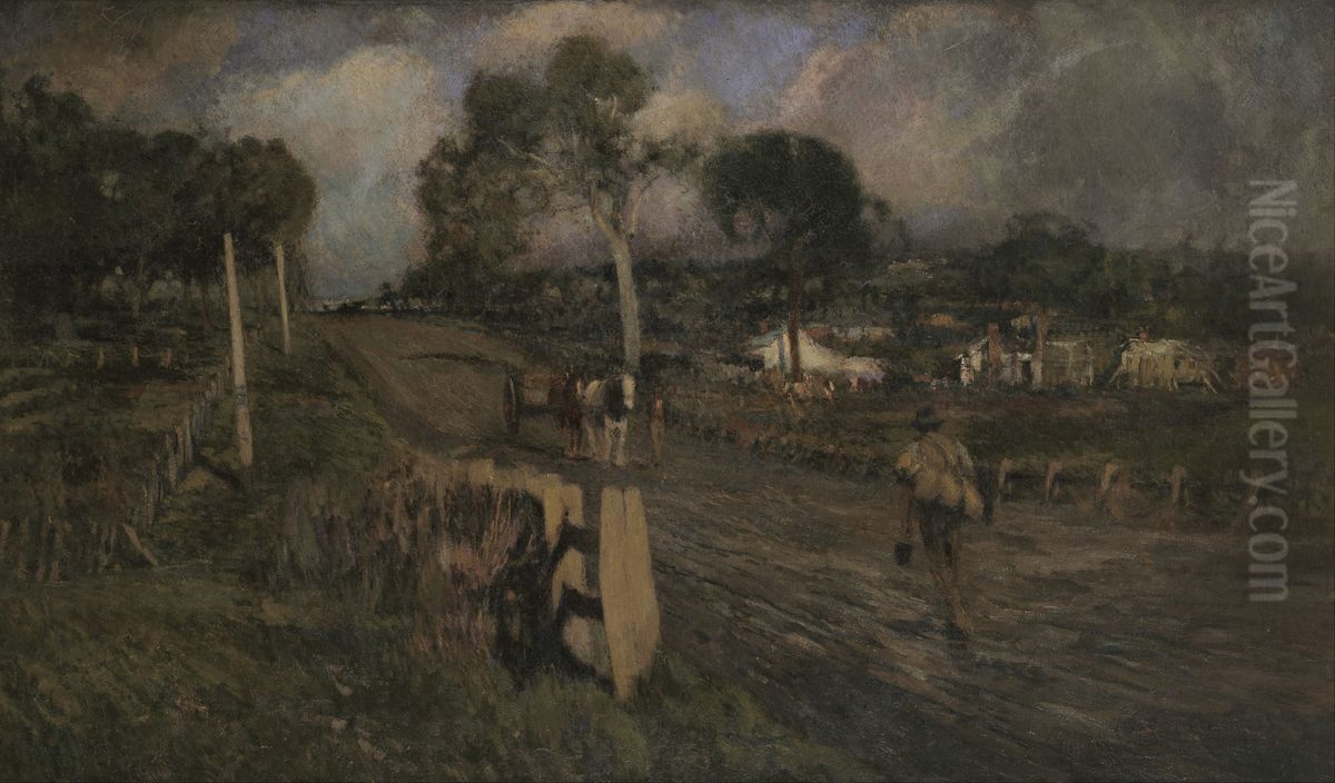 Nearing the township Oil Painting by Walter Withers Nearing the township Oil Painting by Walter Withers