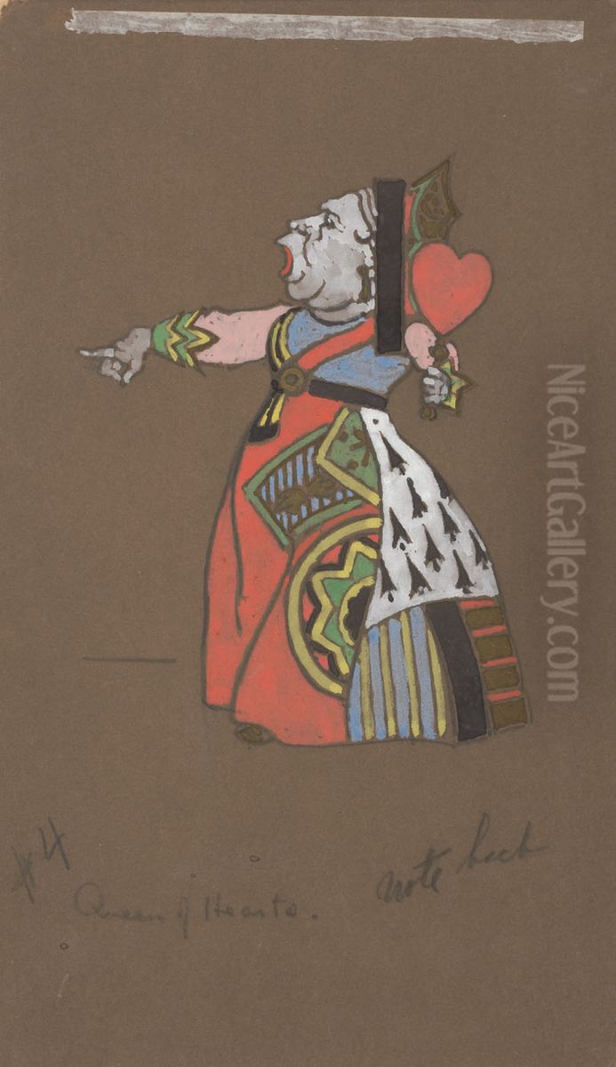 Queen of Hearts (costume design for Alice-in-Wonderland) Oil Painting by William Penhallow Henderson