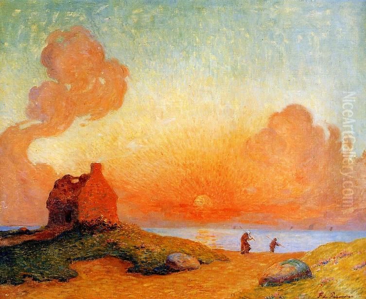 Sunset by the Sea, Brittany Oil Painting by Ferdinand du Puigaudeau