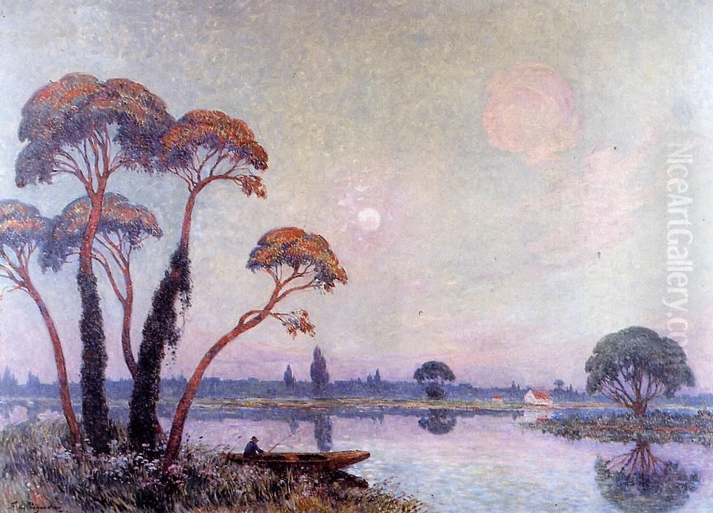 Fishermen by the Banks of the Loire Oil Painting by Ferdinand du Puigaudeau