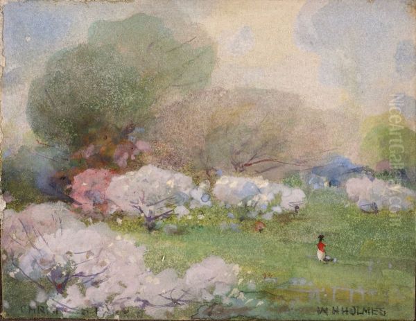 Cherry Blossoms Oil Painting by William Henry Holmes