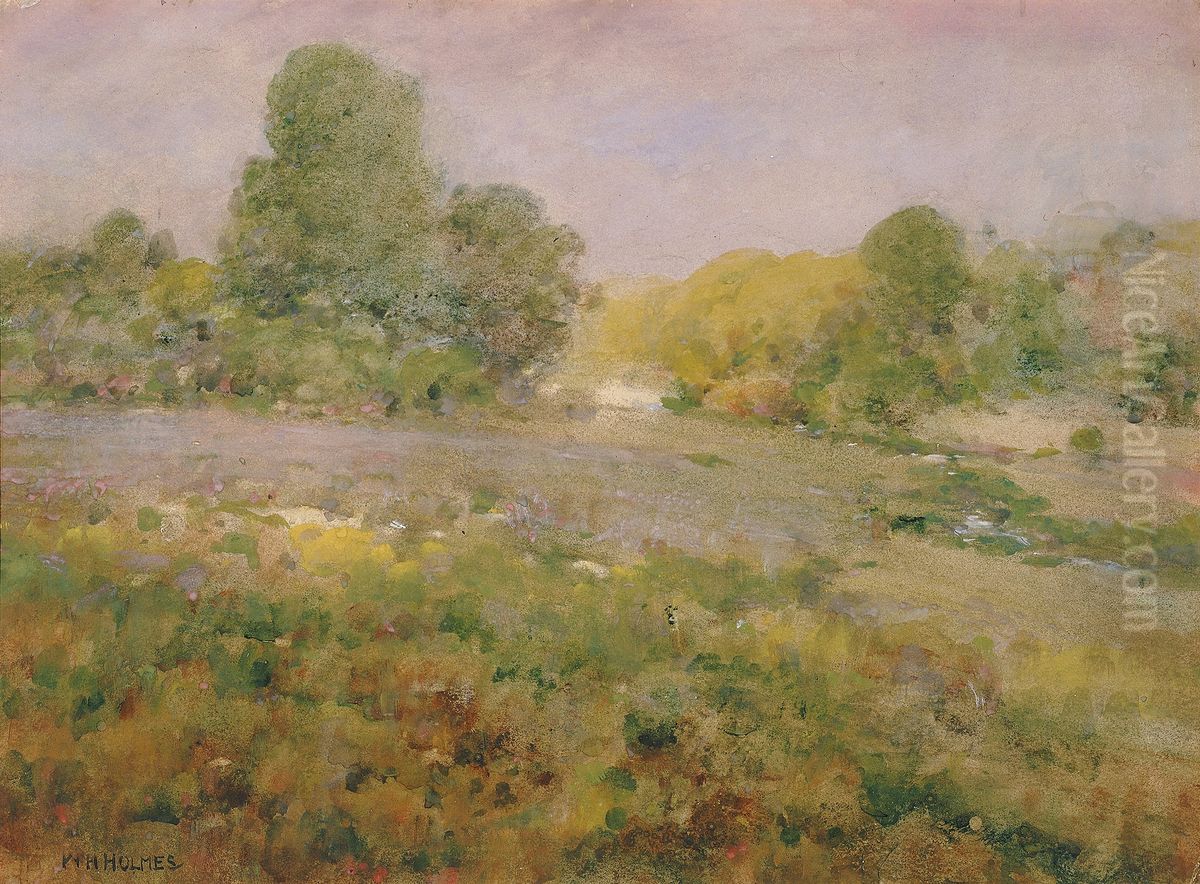 Field of Varicolored Grasses in Late Summer (In the Virginia Hills) Oil Painting by William Henry Holmes