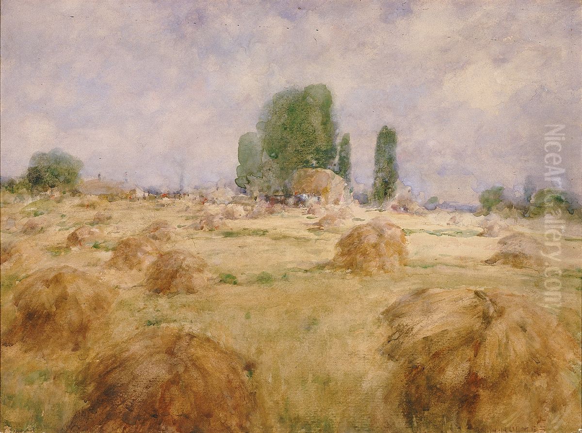 Field of Wheat Shock Oil Painting by William Henry Holmes