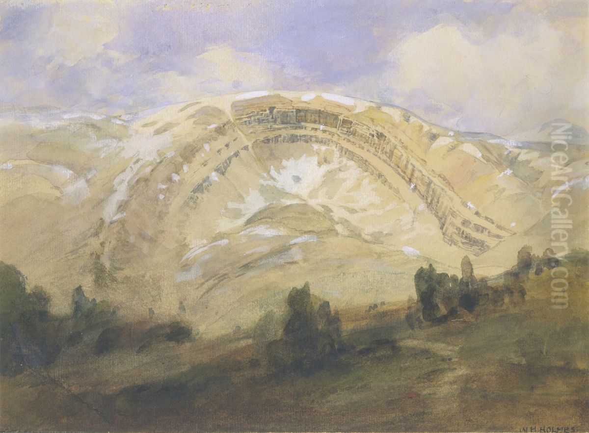 Folded Strata, a Great Geological Arch, Colorado Oil Painting by William Henry Holmes