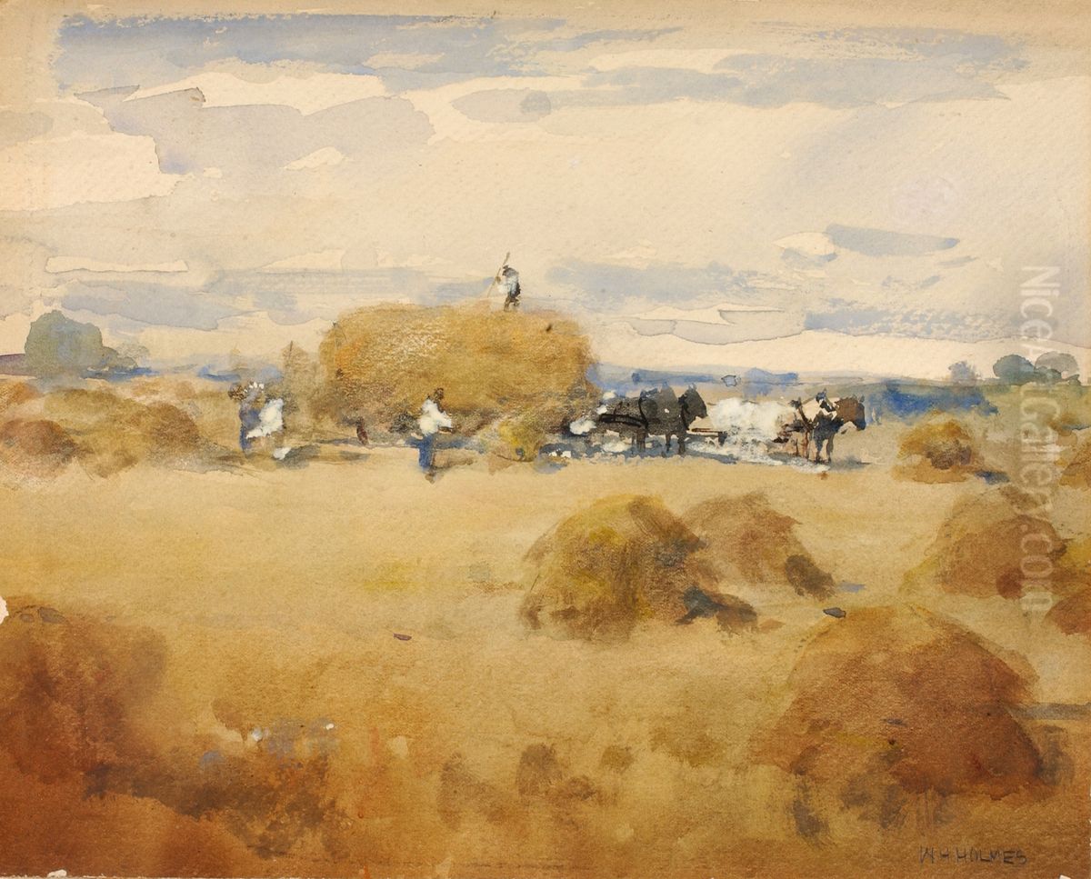 (Haymaking Scene) Oil Painting by William Henry Holmes