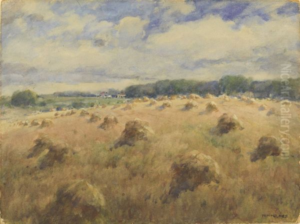 Maryland Wheat Fields Oil Painting by William Henry Holmes