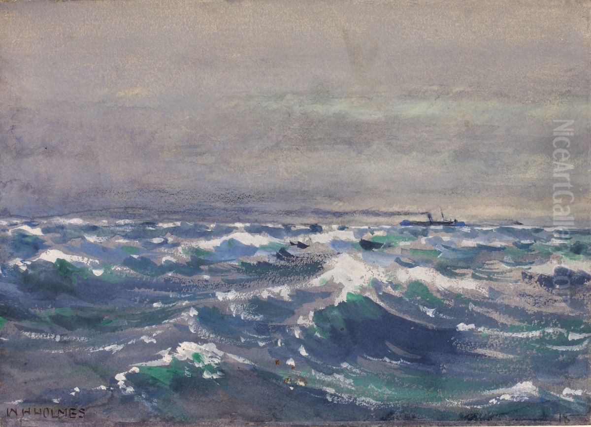 On the Steamer Bremen, off Nova Scotia, 1880 Oil Painting by William Henry Holmes