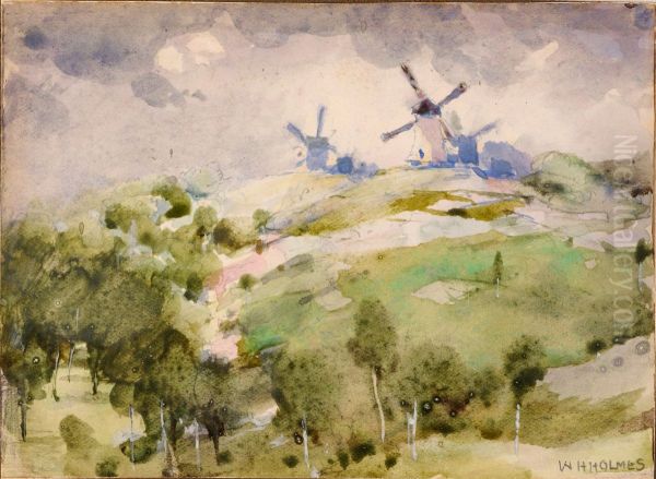 Windmills Oil Painting by William Henry Holmes