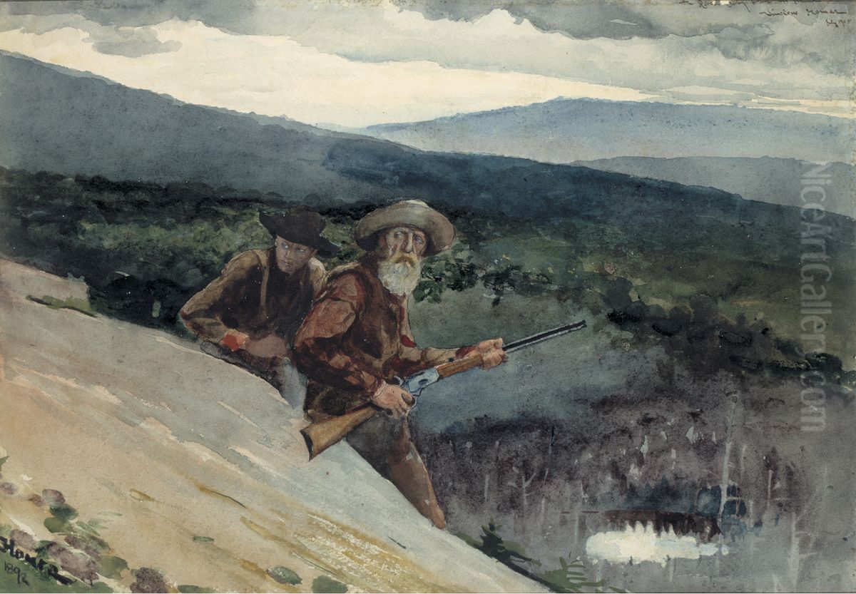 Bear Hunting, Prospect Rock Oil Painting by Winslow Homer