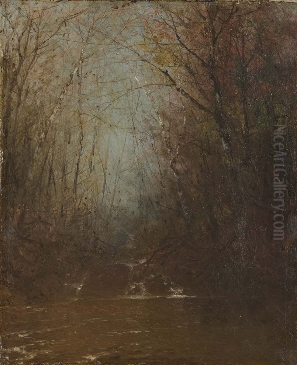 Forest Interior with Stream Oil Painting by John Frederick Kensett