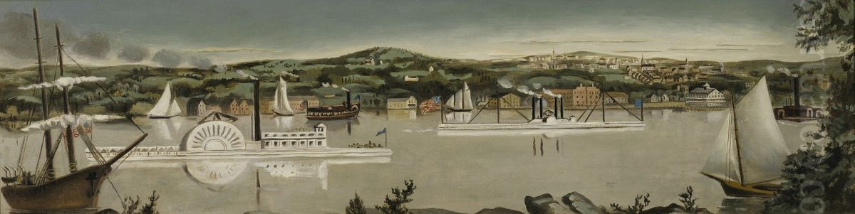 View of Poughkeepsie in 1840 (mural study, Poughkeepsie, New York Post Office) Oil Painting by Georgina Klitgaard