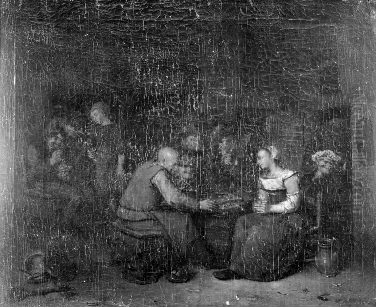 Tric-trac Players Oil Painting by Egbert Van Heemskerck