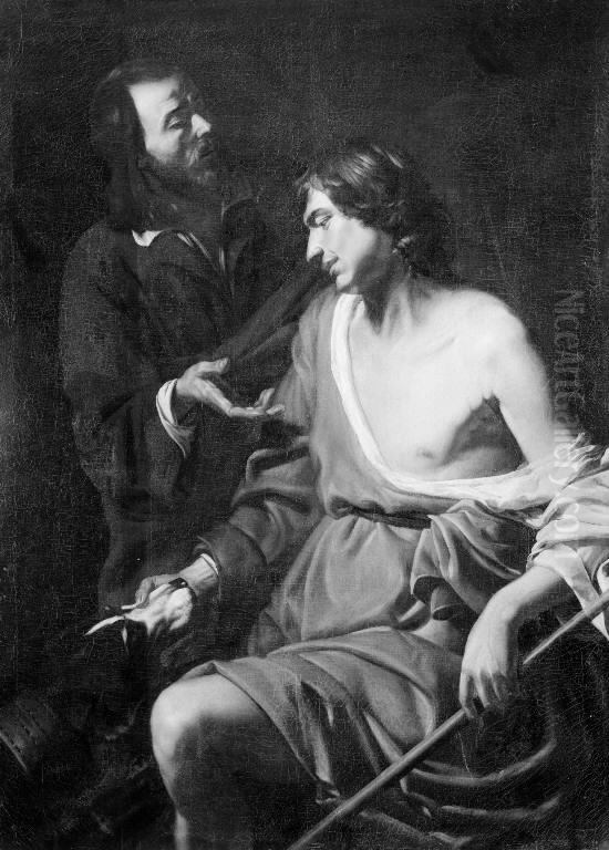 Sitting Person Conversing One Standing Oil Painting by Jusepe de Ribera