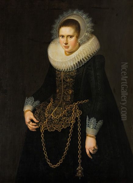 Portrait of a 22-Year-Old Woman Oil Painting by Cornelis van der Voort
