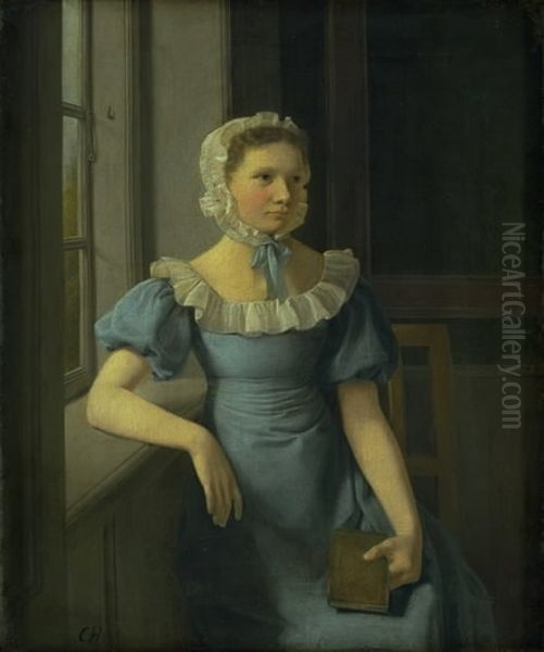 The Artist's Eldest Sister Oil Painting by Constantin Hansen