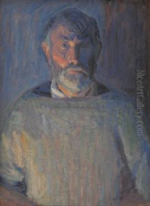 Selvportraet. Lampelys.