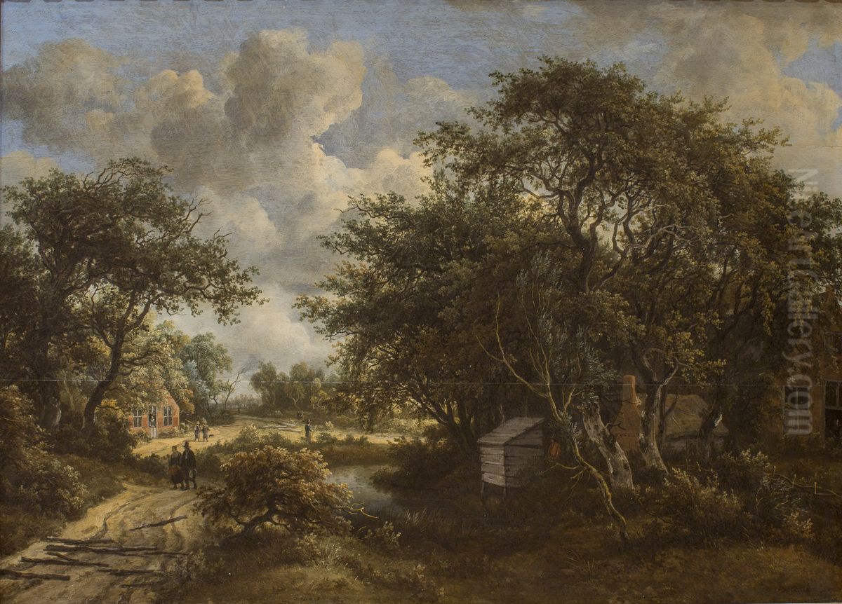A Village among Trees Oil Painting by Meindert Hobbema